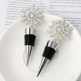 بار أدوات الشتاء الزفاف تفضل الفضة سدادة النبيذ النفرة الثلجية مع حزمة بسيطة ديكورات حفلة عيد الميلاد RRB15665