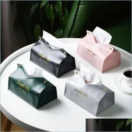 Tissue Boxes Napkins Leather Foldable Paper Holder Nodic Case Table Decor Napkin Dispenser Hand Towel Bag Kitchen Toilet Box Bdebag Dhfpj