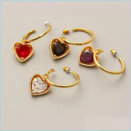 Stud Retro Love Stud Earrings Diamond-Encrusted Zircon Temperament Niche Design Fashion Jewelry Luxury Earring Peach Hea Dhseller2010 Dh6Xc