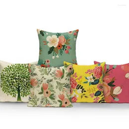 Pillow Flowers Printed Decorative Throw Cover Floral Plant For Sofa Bed Car Home Textile Pillowcase Almofadas
