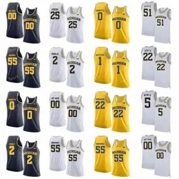 SJ NCAA College Michigan Wolverines Basketball Jersey 5 Adrien Nunez 51 Остин Дэвис 55 Эли Брукс.