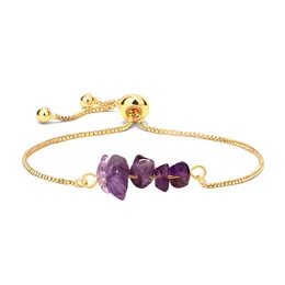 Strand Gravel Chip Stone Armband Justerbar natursten Guldkedjarkelarmband Reiki Semi-ädelsten Fashion Jewelry Women Gift