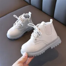 Boots Kids Leather Waterproof Children Sneakers Beige Black Toddler Snow Girl Boy WInter Shoe 220921