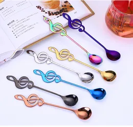 Gold Music Note Coffee Spoon Stainless Steel Home Kitchen Dining Flatware Ice Cream Dessert Spoons Cutlery Tool