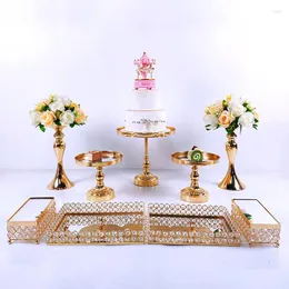 Forniture per feste 6-10 PC Crystal Metal Wedding Cake Stand Plate Rack Set Festival Display Vassoio Cupcake