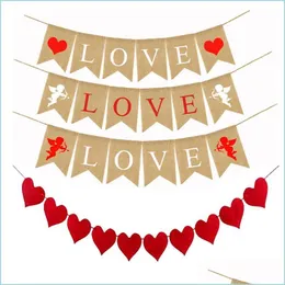 Parti Dekorasyon Sevgililer Günü Aşk Mektubu Afişleri Ev Evlilik Yıldönümü Malzemeleri için Sevimli Cupid Desen Banner Bırak Paketleme2010 DHIQ0