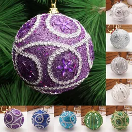 Party Decoration 1pc 8cm Christmas Ball Pearl -paljetter Färgade skumhänge Drop Outdoor Indoor Tree Mall Ornament