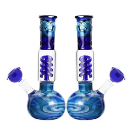 F￤rgade m￥lningsglasbongar r￶kr￶r Recycler Percolator Spiral Pipe Filtration Hookah Dab Rigs Wholesale