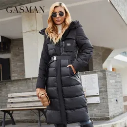 Women's Down Parkas Gasman Jacket Long Fashion Grace Women Winter Down Jackets Zipper Pocket with Belt Parka High Quality Outwear 8189 220922