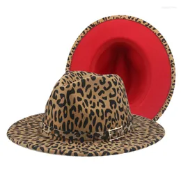 Berets Fedora Women Hats Leopard Red Patchwork for Men Hip Hop Street Vintage wzór kapelusz sombreros de mujer