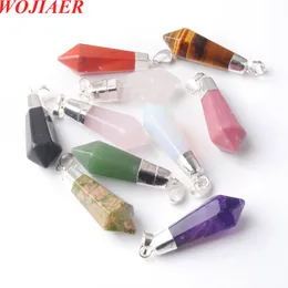 10st Natural Crystal Quartz Point Pendant Crystal Column Men and Women Pendants Aura Energy Healing Stone Necklace Gift Bo942