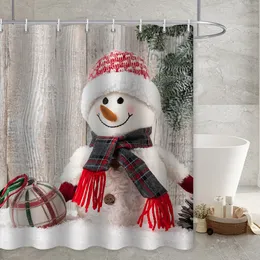 Duschvorhänge, niedlicher Schneemann, Weihnachtsvorhang, Heimdekoration, 3D-Schneeszene, wasserdichter Polyesterstoff, Badezimmer, Schlafzimmer, Verdunkelung 220922