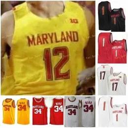 SJ NCAA College Maryland Basketball Jersey 23 Bruno Fernando 4 Kevin Huerter 32 SJ E Smith 34 Len Bias Custom Titched