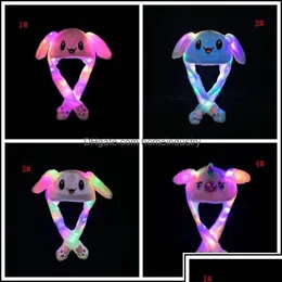 Inne domowe tekstylia 33 Style LED LED Plush Hat Cartoon Coron Animal Cap for Rabbit Cat Bunny Ear Ruchy Hats Adt ot4zd