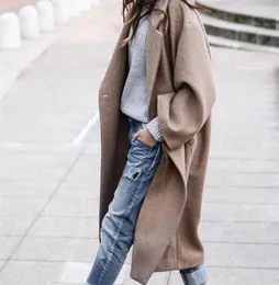 Trench da donna Cappotto lungo da donna Giacca a vento Soprabito Giacca Top Moda Casual Versatile Caffè caldo Grigio Bavero Sciolto Dritto