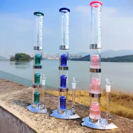 Original Aurora LTQ Vapor Narghilè LED Base Colori commutabili Tubi d'acqua 3 strati di percolatori Oil Dab Rigs 14mm Giunto femmina con ciotola Bong in vetro