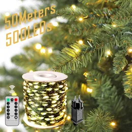 Строки 50 метров светодиодные гирлянды String Lights Street Fairy Lamps Водонепроницаемое украшение для патио праздничного двора свадебная вечеринка