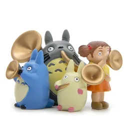 4pcs Totoro Figuras de ação de filme pode oh chibi chuu resina mini brinquedos artwares bolo cubas de bolo decorações de 1.4 polegadas de altura