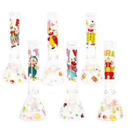 Bongos de bico de cachimbo de 5 mm de espessura desenho animado feliz 14 polegadas apanhador de vidro bongudo tubo de água borbulhador de vidro