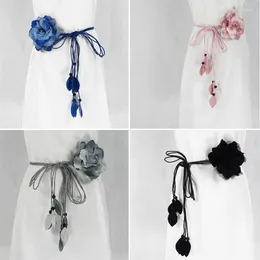 Belts Long String Tassel Decorative Skirt Dress Ladies Chiffon Big Flower Thin Belt Fashion Korean Women Knotted Waistband