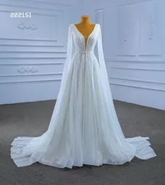 A-Line Wedding Dresses Princess White Sequins Bridal Dontrals SM222151
