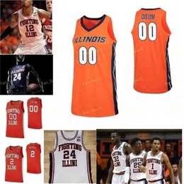 SJ NCAA College Illinois Fighting Illini Basketball Jersey 2 Kipper Nichols 20 Da'Monte Williams 21 Kofi Cockburn 22 Austin Hutcherson Custom