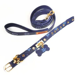 Hochwertige braune Luxus-Haustierhalsbänder aus Leder mit beliebtem Print-Hundeleinen, modischer Haustierhals 6221 Q2
