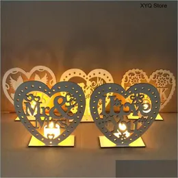 Decorazione per feste Cuore di nozze in legno Mr Mrs Tavolo pendente Forniture per candele a led per annunci Bomboniere Decor 11 giugnoParty D Packing2010 Dhs2E