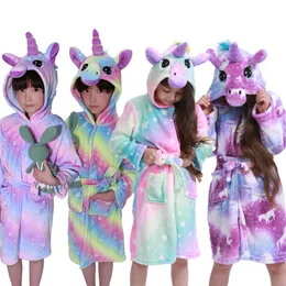 Towels Robes Winter Big Boys Girls Bath Robe Children Unicorn Hooded Flannel Pajamas Bathrobes For Teenage Boy Cartoon Baby 220922