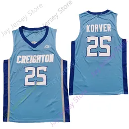 NIK1 2020 Новый NCAA Creighton Bluejays Jerseys 25 Korver College Basketball Jersey Blue Size Youth Embroidery