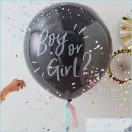 Dekoracja imprezy 1 Set nt Boy lub dziewczyna Płeć Odsłaniaj czarny lateks balon baby shower konfetti balony urodzinowe upuszczenie zależne FFSHOP2001 DH5JH