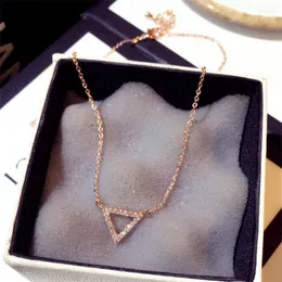 Lockets 14K Rose Gold Necklace Pendant Women Charm Diamonds Chain Luxury Jewelry For Christmas Triangle