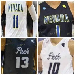 Sj NCAA College Nevada Wolf Pack Basketballtrikot 15 Trey Porter 20 David Cunningham 21 Brown 22 Sj hnson 23 Jalen Townsell Individuell genäht