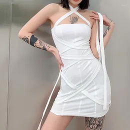 Casual Dresses XUXI Women French Strappy Halterneck Dress Feminine Sense Skinny Tight-fitting Hip Skirt Summer 2022 E1490