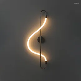 Wall Lamp Art Deco LED Minimalism Music Notes Gold Black Lamps De Pared Light Decor Arandela Externa For Bedroom