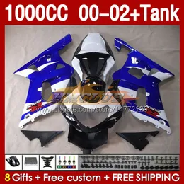 Serbatoio carene iniezione per SUZUKI GSXR 1000 CC 1000CC K2 GSXR-1000 2000-02 Carrozzerie 155No.87 GSX R1000 GSXR1000 2001 2002 2002 GSX-R1000 00 01 02 Carenatura OEM fabbrica blu