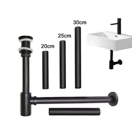 Drains 12 Sizes Customize Basin Bottle Trap Drain Set Hose Black Bathroom Sink Pop Up Filter Stopper Custom Made Washbasin Siphon Hose 220922