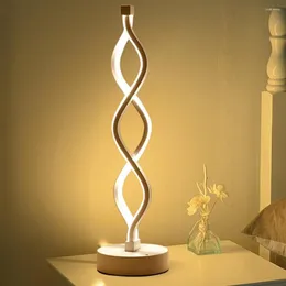 Nattljus Modern LED Spiral/ Wave Table Lamp Curved Desk Bedside Cool White Light For Living Room Bedroom Reading