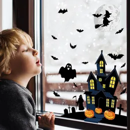 Inne świąteczne zapasy imprezy Halloween Dekoracja Pumpkin nietoperzowa ścienna naklejka czaszka naklejki okienne Witch Mural DIY 220922