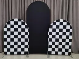 파티 장식 Customzied Black Texture 및 Grid Tension Fabric Arch Backdrop Stand 커버 PO 부스