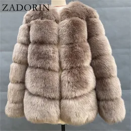 Damskie futra faux zadorin przyjazdu długie ryj grube ciepły płaszcz damski rękaw czarna brązowa kurtka zimowa odzież wierzchnia 220922