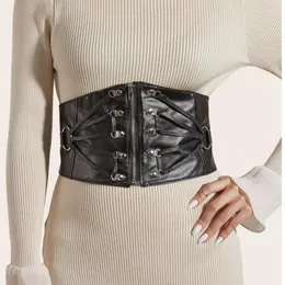 Belts Fashion Women Wide PU Elastic Slim Corset Black Faux Leather Dress Waist Belt Cummerbund Girdle Pin Buckle Lady