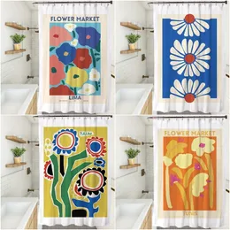 Shower Curtains Waterproof Flower Art Printed Bathroom Polyester Cloth Bath for Decoration 12 Hooks 220922