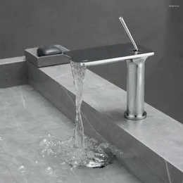 Смесители раковины для ванной комнаты роскошные высококачественные латунные смесители водопад медь одно отверстие для ручки микшер кран современный дизайн