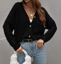 Kadın Sweaters V Boyun Düğmesi Kırmızı Noel Ağacı Hardigan Sweater Örme Gevşek Büyük Boy