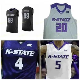 SJ NCAA College Kansas State Wildcats Basketball Jersey 32 Dean Wade 0 Mike McGuirl 1 Shaun Neal-Williams 2 Diarra 3 Kamau Stokes Custom