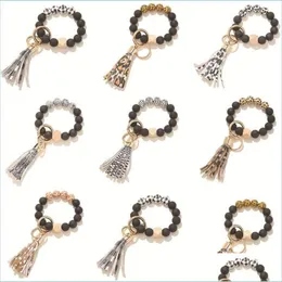 Nyckelringar svart frostad tr￤p￤rla armband nyckelring mode m￶nster tofs pendelle armband kvinnor tjej nyckelring handled dhseller2010 dhjfb
