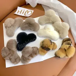 Artigli per capelli in pelliccia sintetica Morsetti invernali per donna Mollette coreane in peluche Mollette per granchio Copricapo per ragazze chic Accessori per capelli alla moda