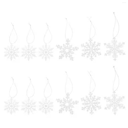 Decorazioni natalizie 12 Set 3Pcs Ornamenti di fiocchi di neve Fiocchi di neve trasparenti Decorazioni per finestre da appendere all'albero