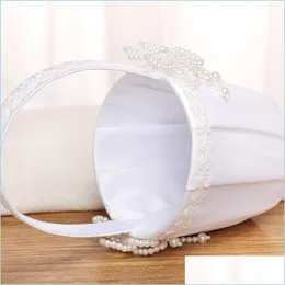 Украшение на вечеринке Beauty Beading Beading of Wedding Flower Basket с элегантным внешним видом Ivory White Harder Girl Bas Nerdsropebags500mg dhub2